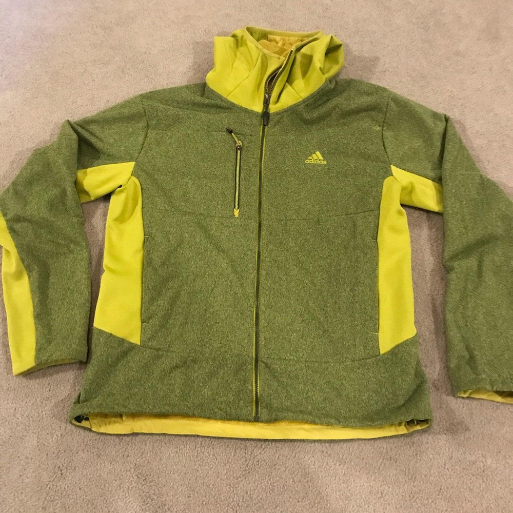 Adidas green fleece zip up jacket with hood
